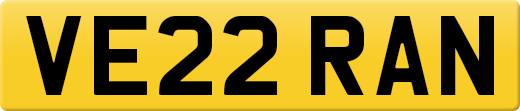 VE22 RAN private number plate